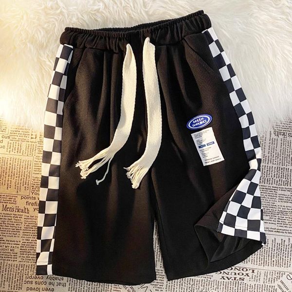 Männer Shorts Sommer Herren Hip Hop 2022 Casual Patchwork Plaid Polyester Jogginghose Mode Fitness Männer Strand Bermudas StreetwearMen's