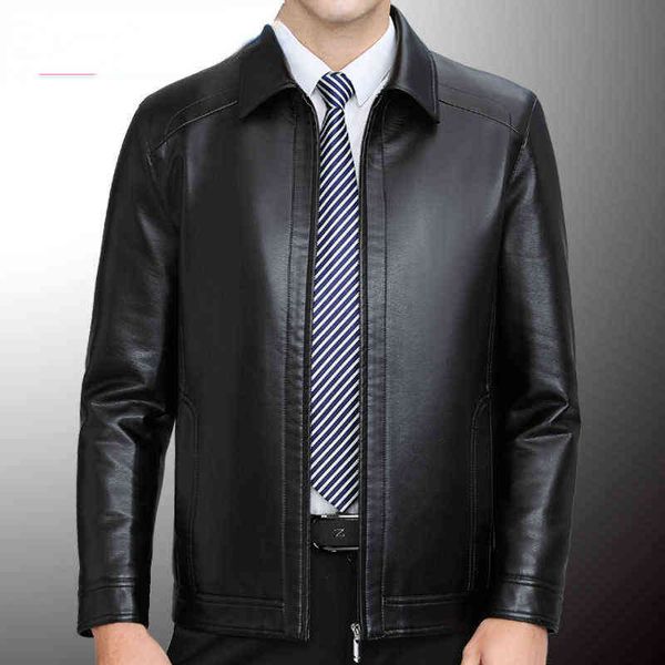 

2022 men faux pu jacket new spring autumn solid color streetwear casual fashion long sleeves zipper coat mens clothing w114 t220728, Black