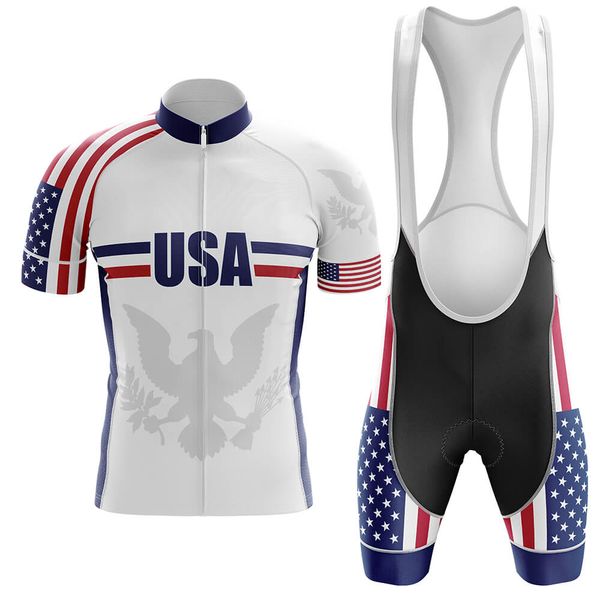 

2022 team usa summer cycling short sleeve jersey and bib shorts kit, Black;red