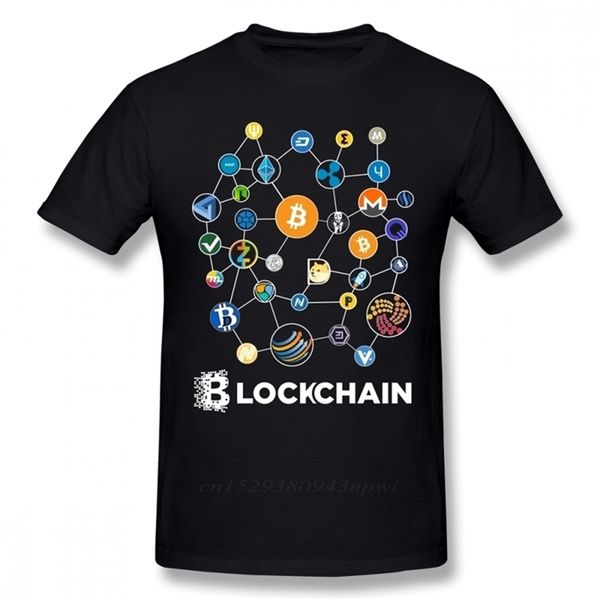 

blockchain bitcoin litecoin ripple ethereum cryptocurrency t shirt for men tee christmas gift tshirt cotton fabric 220325, White;black