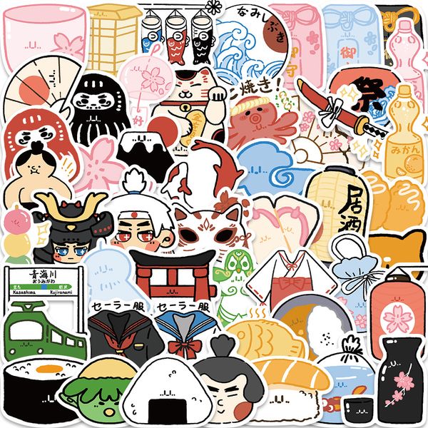 

pack of 50pcs wholesale japanese graffiti stickers no-duplicate waterproof for luggage skateboard notebook helmet water bottle phone car dec