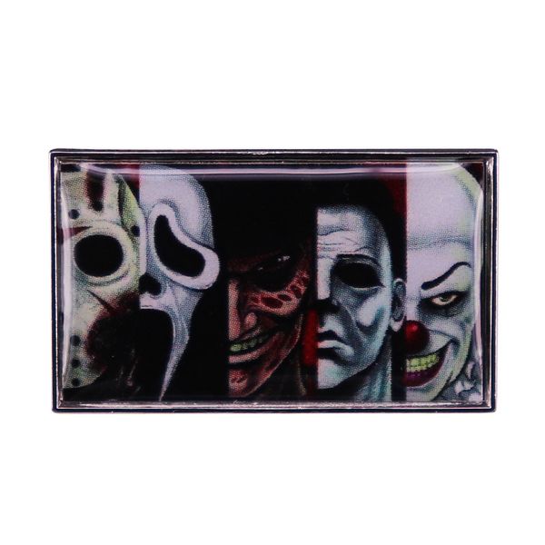 

horror movie villain stitching brooch jason death freddy miles and clown badge, Blue