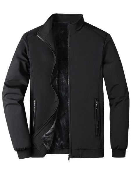 

men zipper front teddy lined winter coat 33xc#, Black