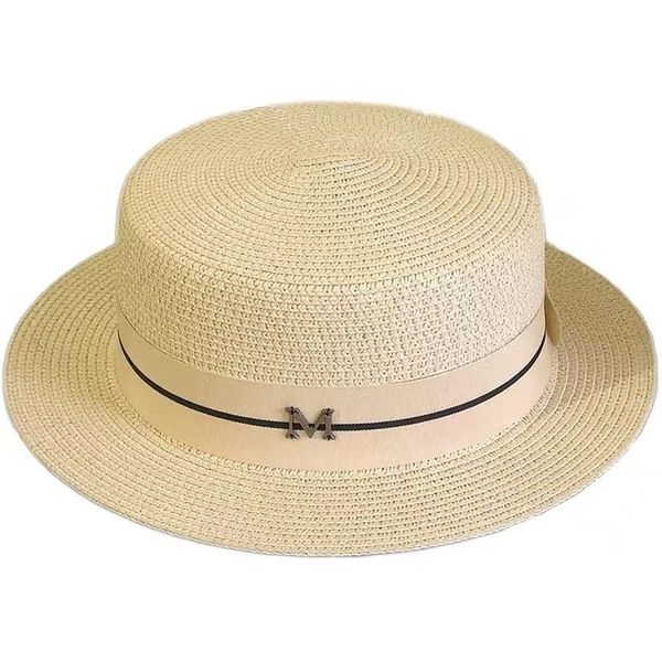 

hat for women panama summer beach female casual lady girls flat brim straw cap sun chapeu feminino 220511, Blue;gray