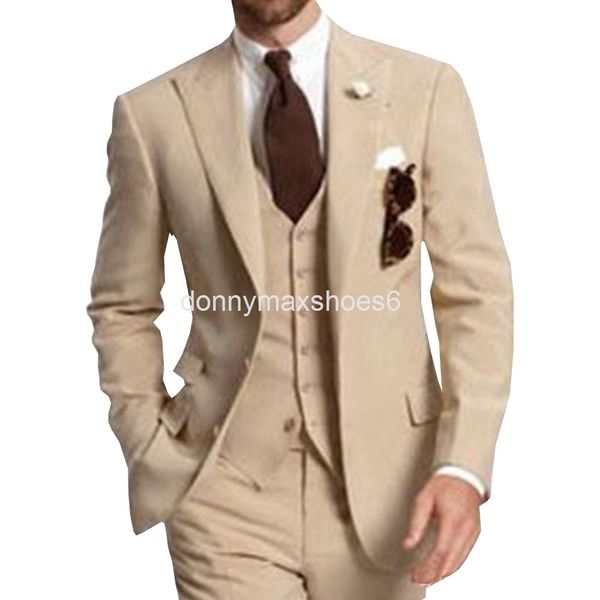 

men's suits & blazers business casual brown suit men's three piece groom man wedding banquet men, White;black