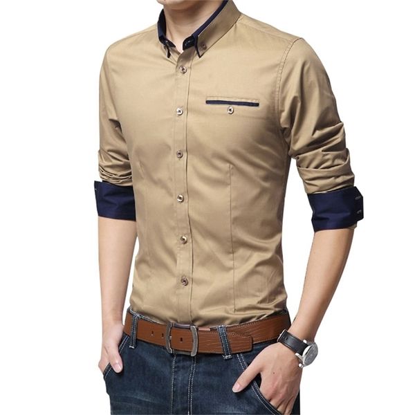 Разборчивая повседневная социальная формальная футболка мужская рубашка с длинным рукавом бизнес тонкий офисный рубашка мужские хлопковые мужские рубашки белый 4XL 5XL 220401