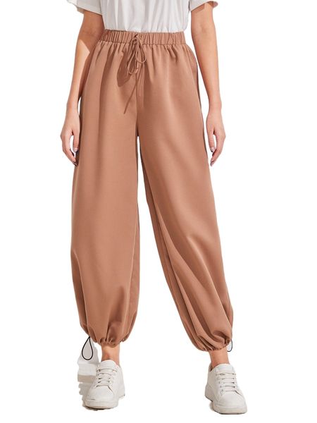 

solid knot hem pants k2vn#, Black;white