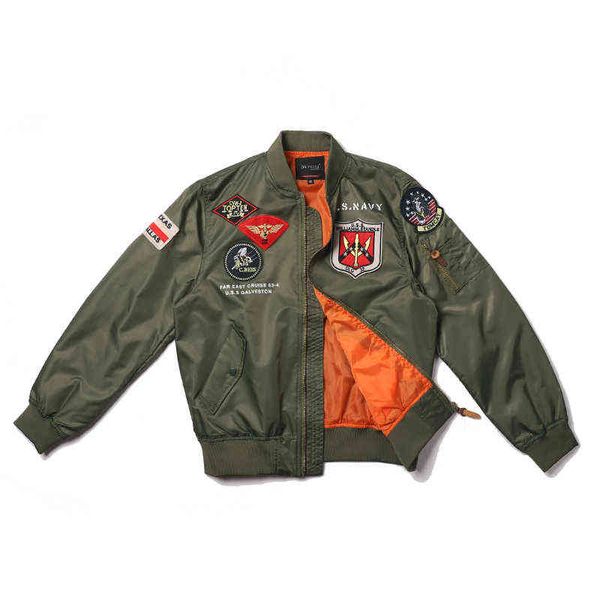Militare USN Navy Seconda Guerra Mondiale primavera e autunno pilota flght giacca da baseball giacca bomber da uomo uniforme giacca a vento T220816