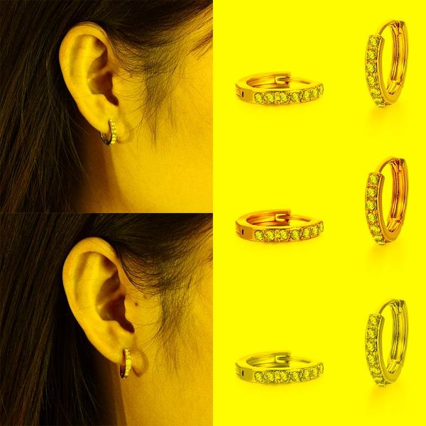 Hoop Huggie 1pair Chic Cartilage цирконы серьги с серьгами рюмки Dangle Drop Nose Ring Jewelry Gold /Rose Colorhoop Huggiehoop