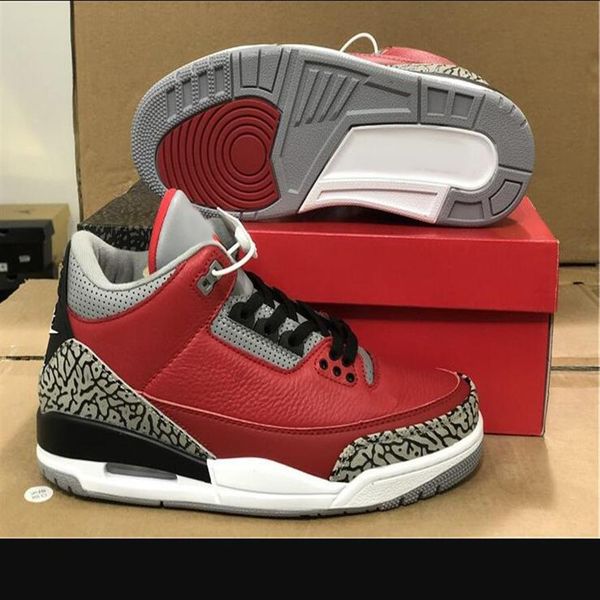 

3 se red cement mens basketball shoes 3s fire red grey-black sports sneakers trainers ck5692-600 with original box us 286g