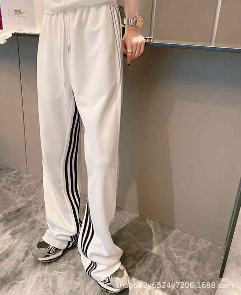 

women's pants & capris spring and summer xiaozhongchao br high waist sports leisure pants with color matching design on the side, elast, Black;white