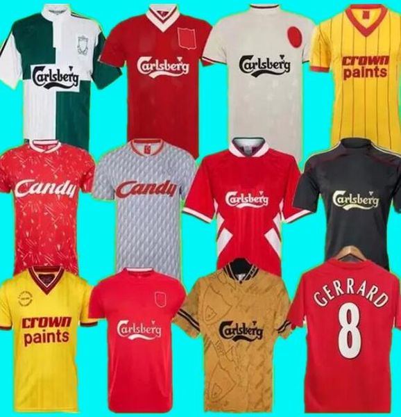 

1993 1995 04 05 dalglish heskey mens retro soccer jerseys 85 86 08 09 2010 fowler gerrard torres kuyt home away 3rd football shirt retro sua, Black;yellow