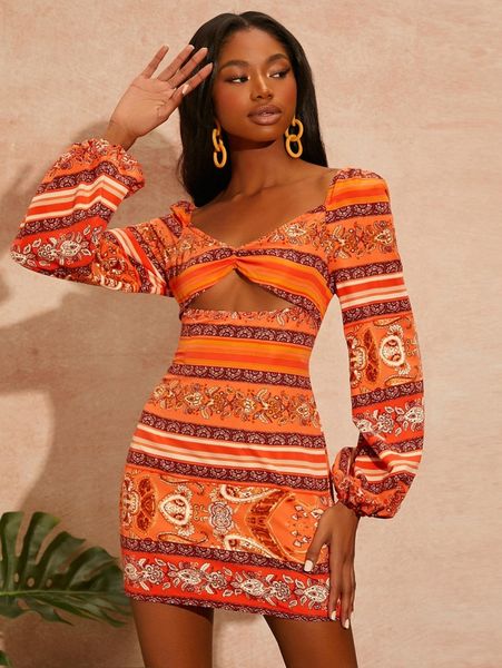 

newness floral print cutout zip back dress u8pa#, Black;gray