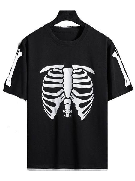 

men skeleton print tee l5qu#, White;black