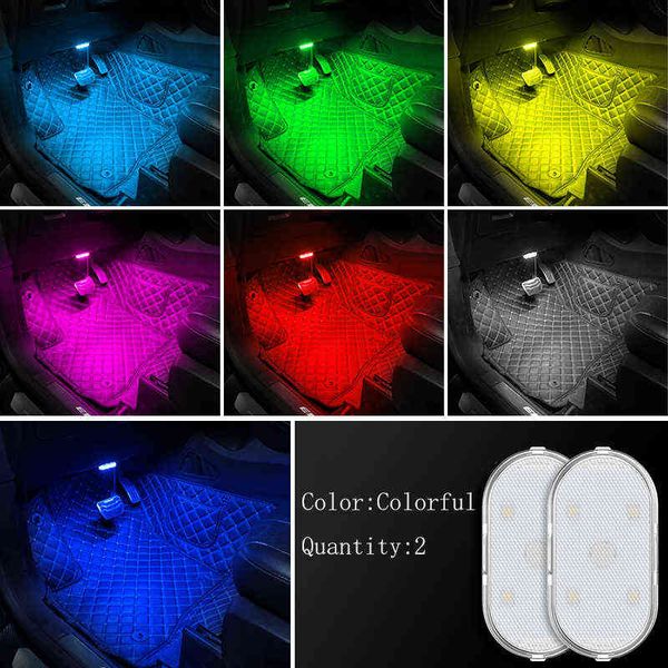 

2pc car led reading lights wireless interior light auto roof ceiling touch decorative lamps for foot trunk storage box usb charging y220414