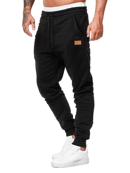 

men patch detail drawstring waist sweatpants u8xd#, Black