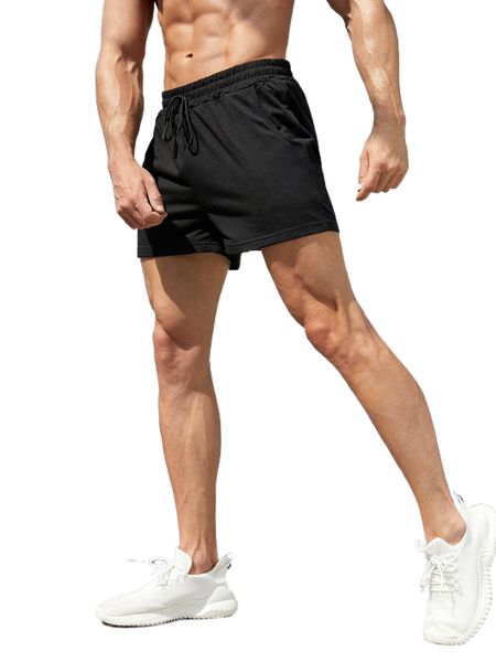 

men slant pocket sports shorts m71k#, White;black