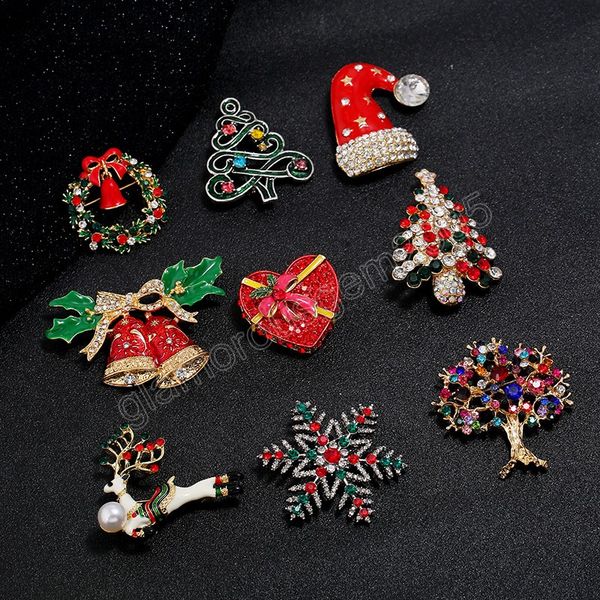 

christmas brooches cute santa claus hat gloves crutch socks xmas tree metal pin brooch christmas party gift, Gray