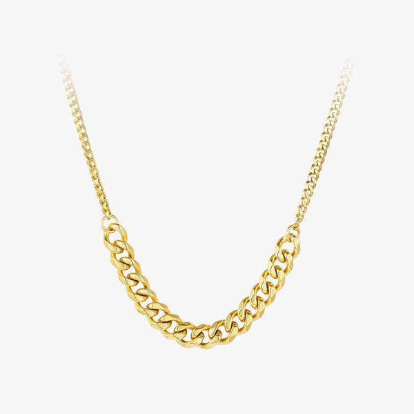 

pendant necklaces enfashion link chain necklace women stainless steel gold color choker fashion jewelry collares p203078 220428, Silver