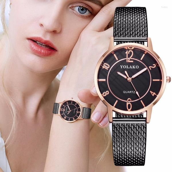 Avanadores de pulso Yolako Brand Women Women Assista Fashion Casual Quartz Wristwatch Luxury feminino Relógio Zegarek Damski 2022