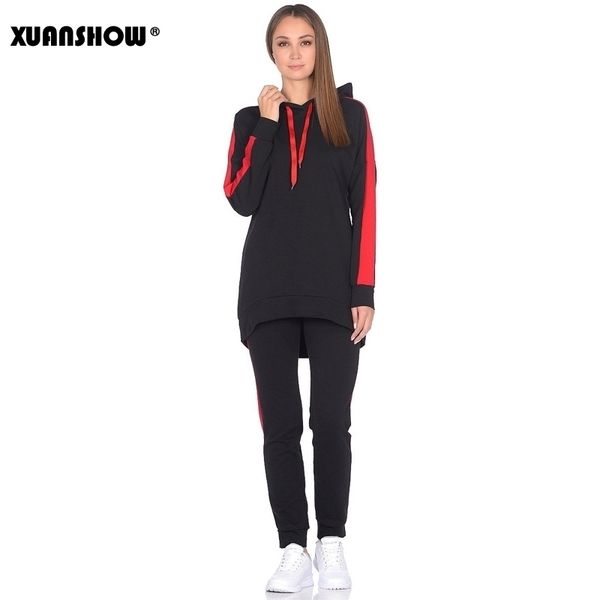 

xuanshow autumn winter female 2 piece set tracksuit for women long sleeve long hoodiespants two piece set outfit women suit y200110, White
