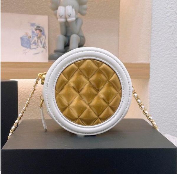 

tz womens mini round zip designer bags multi-color genuine leather crossbody bags classic handbags gold-tone diamond quilting luxury shiny s