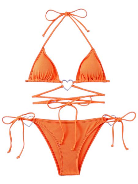 

romwe starsalign tie side triangle bikini swimsuit c8qe#, White;black