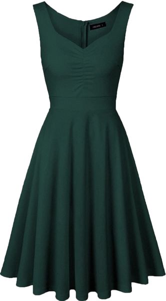 

women's vintage 50s 60s sleeveless a line v-neck casual cocktail party swing dress o0cj#, White;black