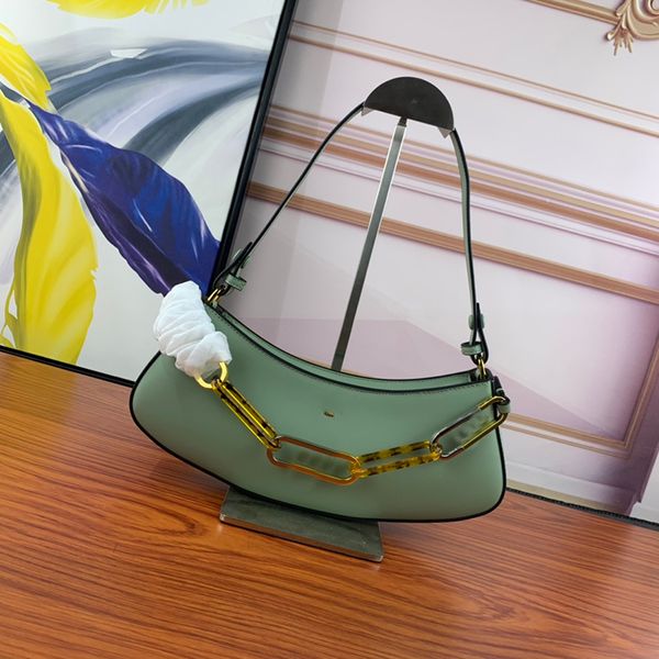 

new vintage axillary bag crescent hobos handbag big chain purse single shoulder bag old flower crossbody baguette bags genuine leather 2 str