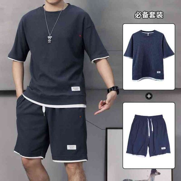 

waffle men's summer ice silk short sleeve t-shirt wear a set with handsome fashion brand sports t shirts for men shirt tshirts brands, White;black