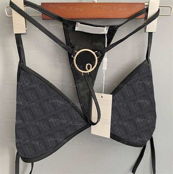 

letters embroidered bikinis womens halter split swimwear womens holiday charm swimsuit tulle lingerie set, Black