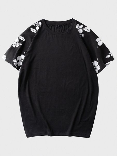 

men floral print raglan sleeve tee 02gc#, White;black
