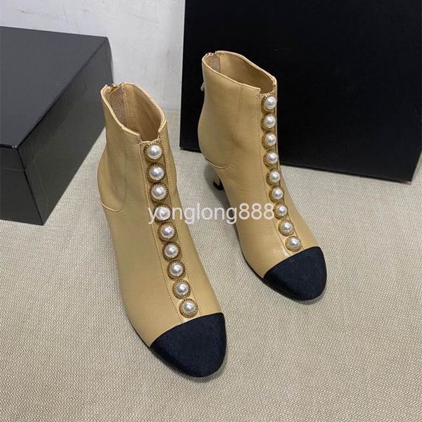 

boots high end quality women's shoes thin boots small fragrance color matching single leather, Black
