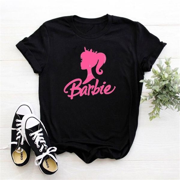 Bella ragazza profilo faccia modello donne maglietta casual o collo maglietta femme allentato camiseta mujer vintage harajuku maglietta 220708