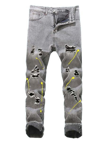 

romwe guys ripped jeans v0rj#, Blue