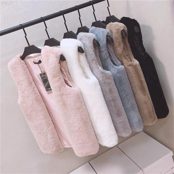 Hohe Qualität Faux Pelz Weste Mantel Frauen Herbst Winter Ärmellose V-ausschnitt Weiche Haarige Weste Pelz Jacke Oberbekleidung T220716