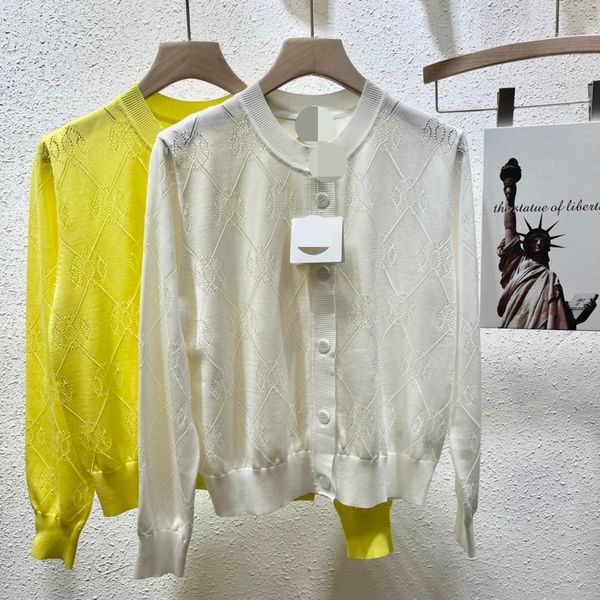 

312 2022 milan style summer sweater brand same style sweater crew neck long sleeve yellow white cardigan flora print white black fashion wom