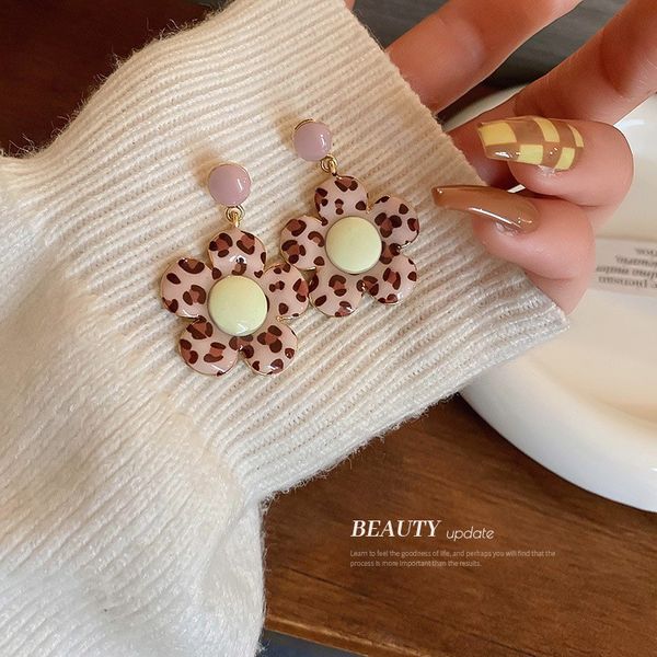 

925 silver needle lovely bear leopard collection earrings korean style elegant light luxury high-grade ear stud earring earrings for women, Golden
