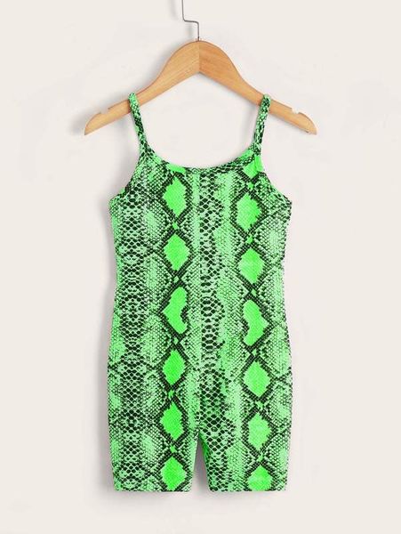 

toddler girls 1pc snakeskin print cami romper she, Blue