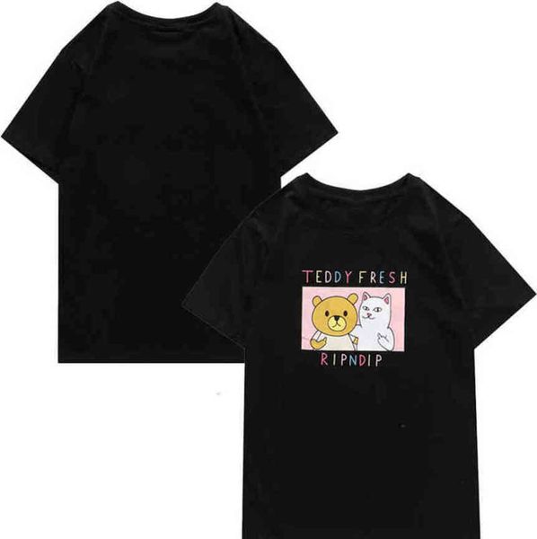 

fashion american classic brand ripndip mens t shirts designer animal cat t-shirts couple minority women tshirt oversize tees summer short s, White;black