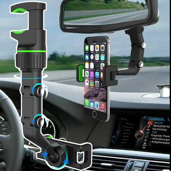 Auto Telefon Halter Multifunktionale 360 Grad Drehbare Auto Tragbare Auto Holde Rückspiegel Sitz Hängen Clip Halterung