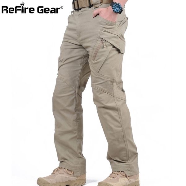 IX9 City Cargo Tactical Pants Men Combate Swat Exército Militar de algodão Muitos bolsos esticam calças casuais flexíveis de homem xxxl 220706