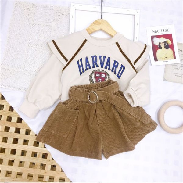 Großhandel Babykleidung für Mädchen Kleidung Set Herbst Kinder T-Shirt und Shorts Kinder Sportanzüge Mädchen Outfits s 220419