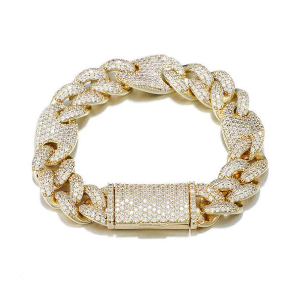 

chain studded of diamond cuban bracelet hip hop men's jewelry, Golden;silver