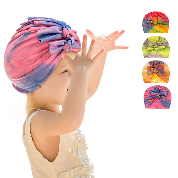 Newborn Girls Boys Movers Turban Hats Эластичный Мягкий Симпатичный Симпатичный Галстук Cap Cap Индия Шляпа Мода Baby Beanie с Bowknot Kids Cap Pog Pog Pograper Pover Brace M4079