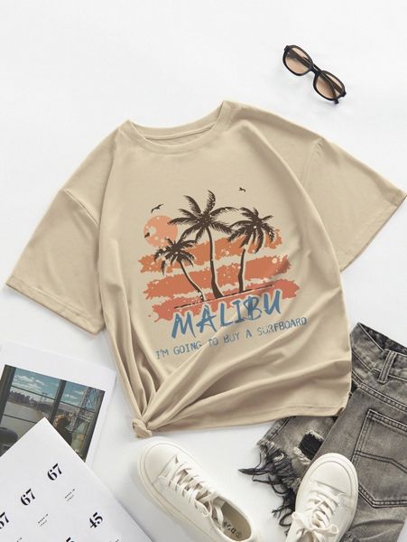 

cactus & letter graphic tee 66tm#, White