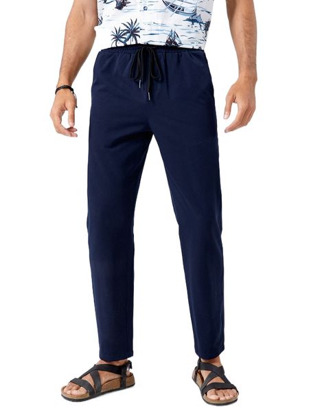 

men drawstring waist tapered pants 14vr#, Black