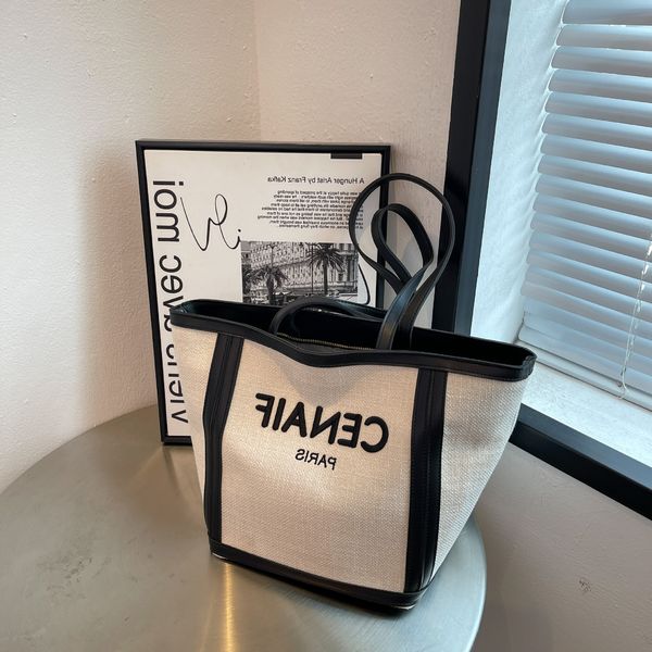

designer bags 2022 women's new fashion large capacity one shoulder straw woven letter shopping tote