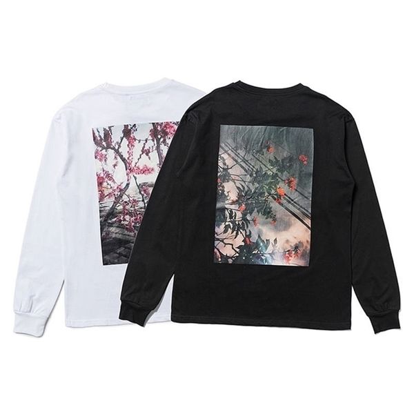 

long-sleeved t-shirt floral loose cotton men t 210420, White;black