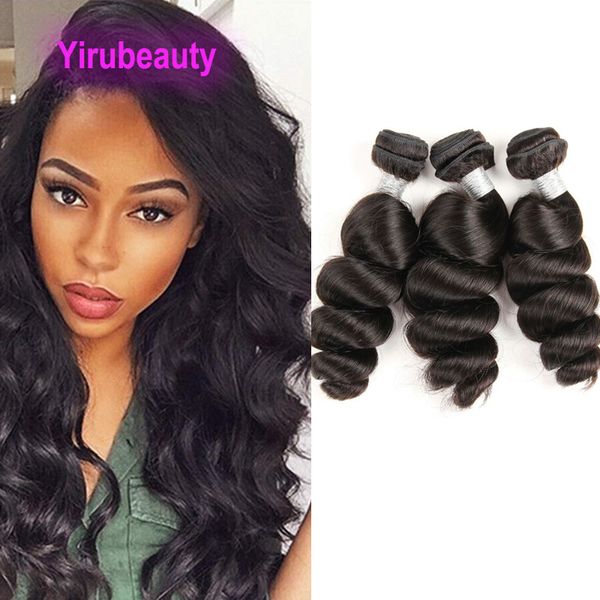 

brazilian 3 bundles peruvian indian malaysian 100% human hair extensions loose wave yirubeauty double wefts 10-30inch, Black